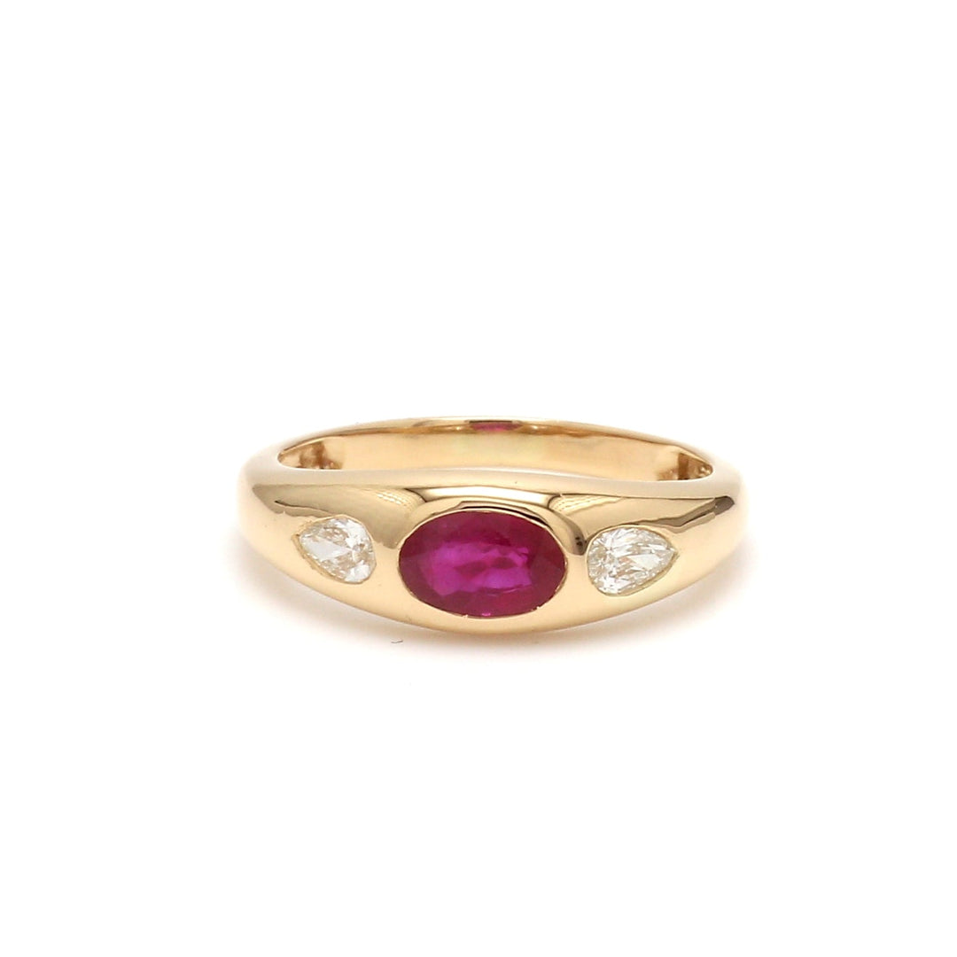Ruby Oval Mini Chunky Ring - qivii