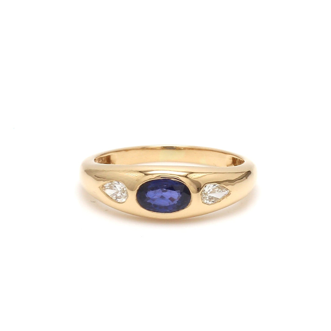 Blue Sapphire Oval Mini Chunky Ring - qivii