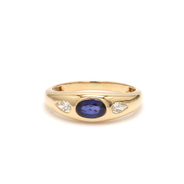 Blue Sapphire Oval Mini Chunky Ring - qivii