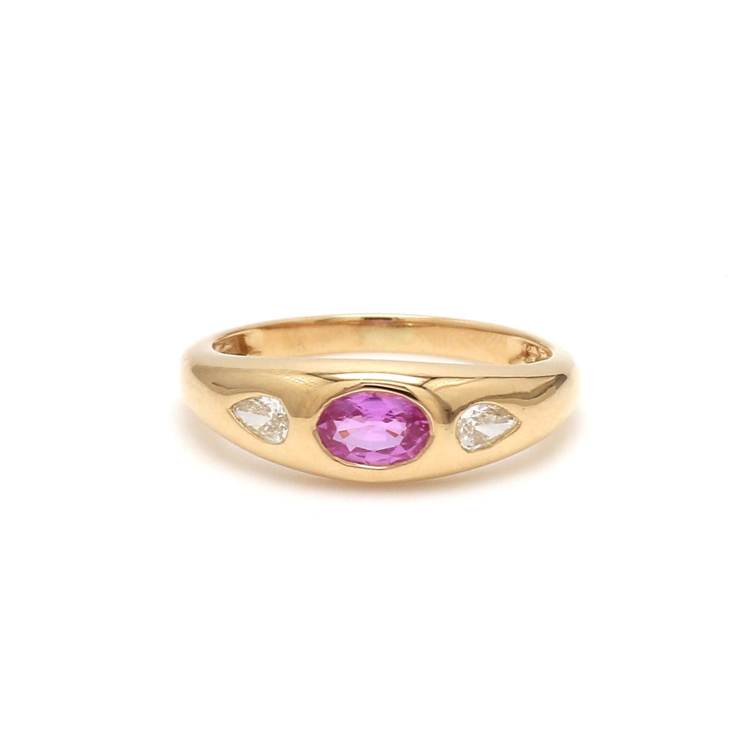 Pink Sapphire Oval Mini Chunky Ring - qivii