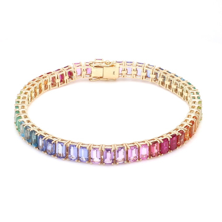 Rainbow Gemstone Emerald Cut Bracelet - qivii