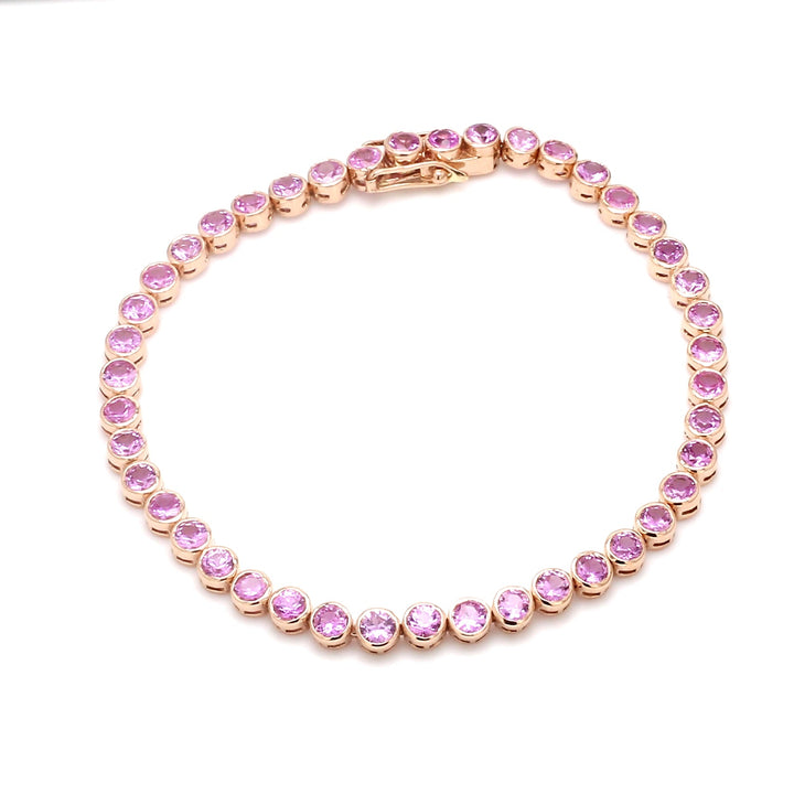 Pink Sapphire Bezel Set Bracelet - qivii