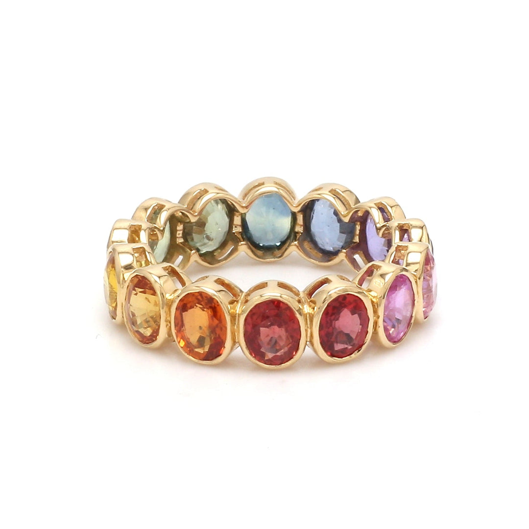 Rainbow Sapphire Oval Bezel Set Ring - qivii
