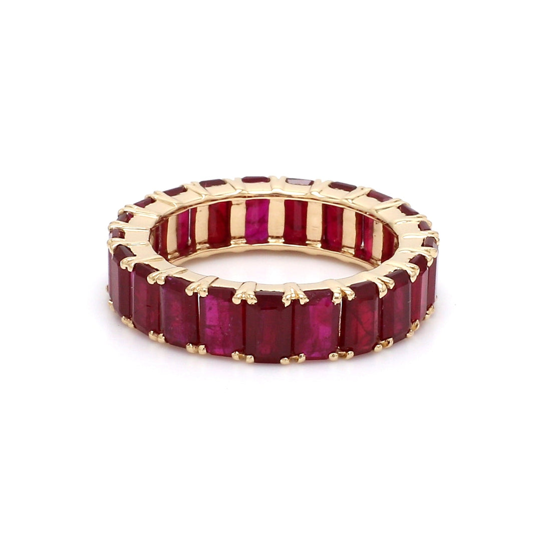 Ruby Emerald Cut Eternity Ring - qivii