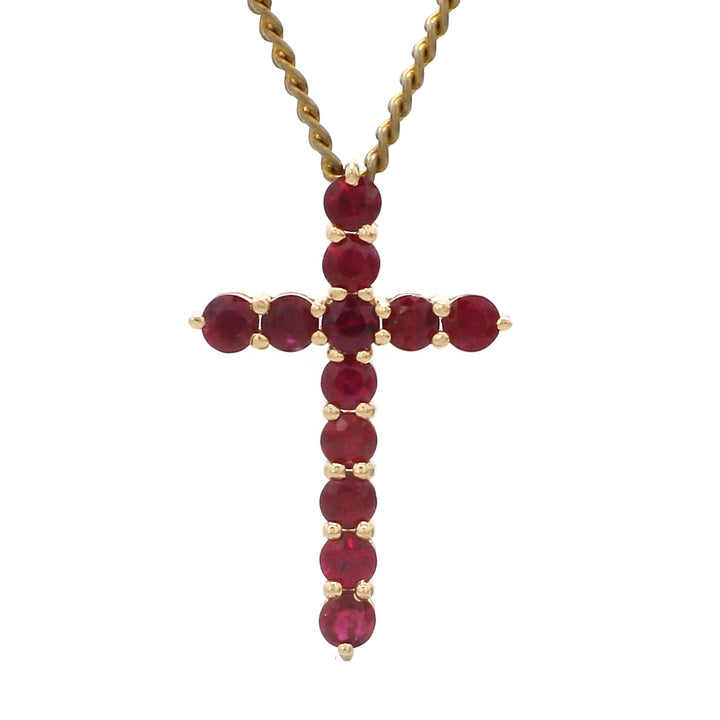 Ruby Round Cross Pendant - qivii