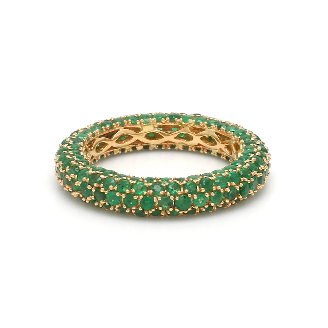 Emerald Pave Eternity Ring - qivii