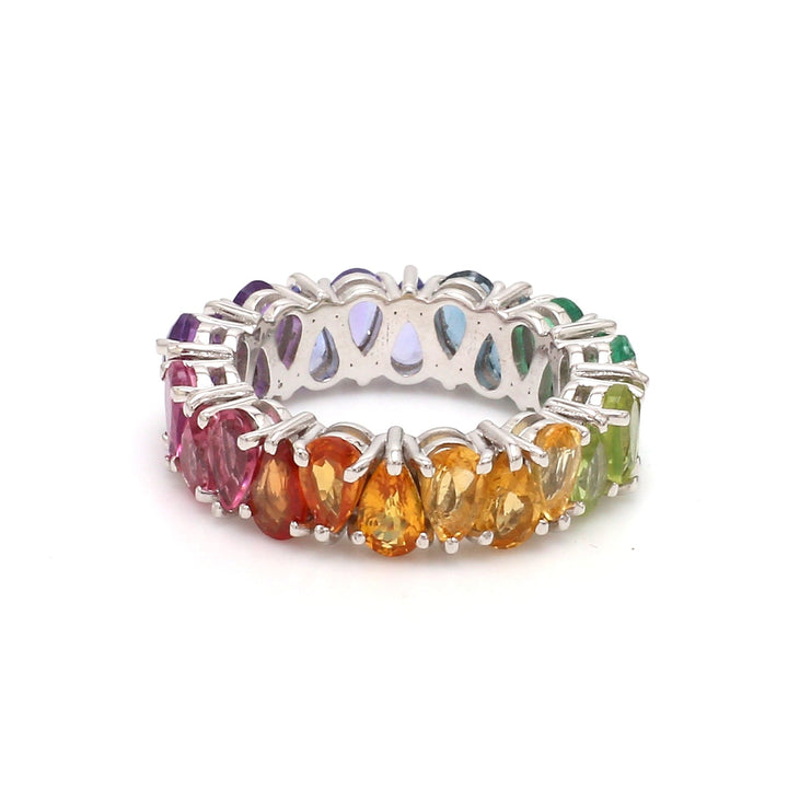 Rainbow Gemstone Pear Upside Down Ring - qivii