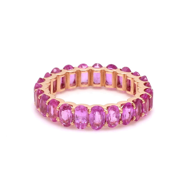 Pink Sapphire Oval Cut Eternity Band Ring - qivii