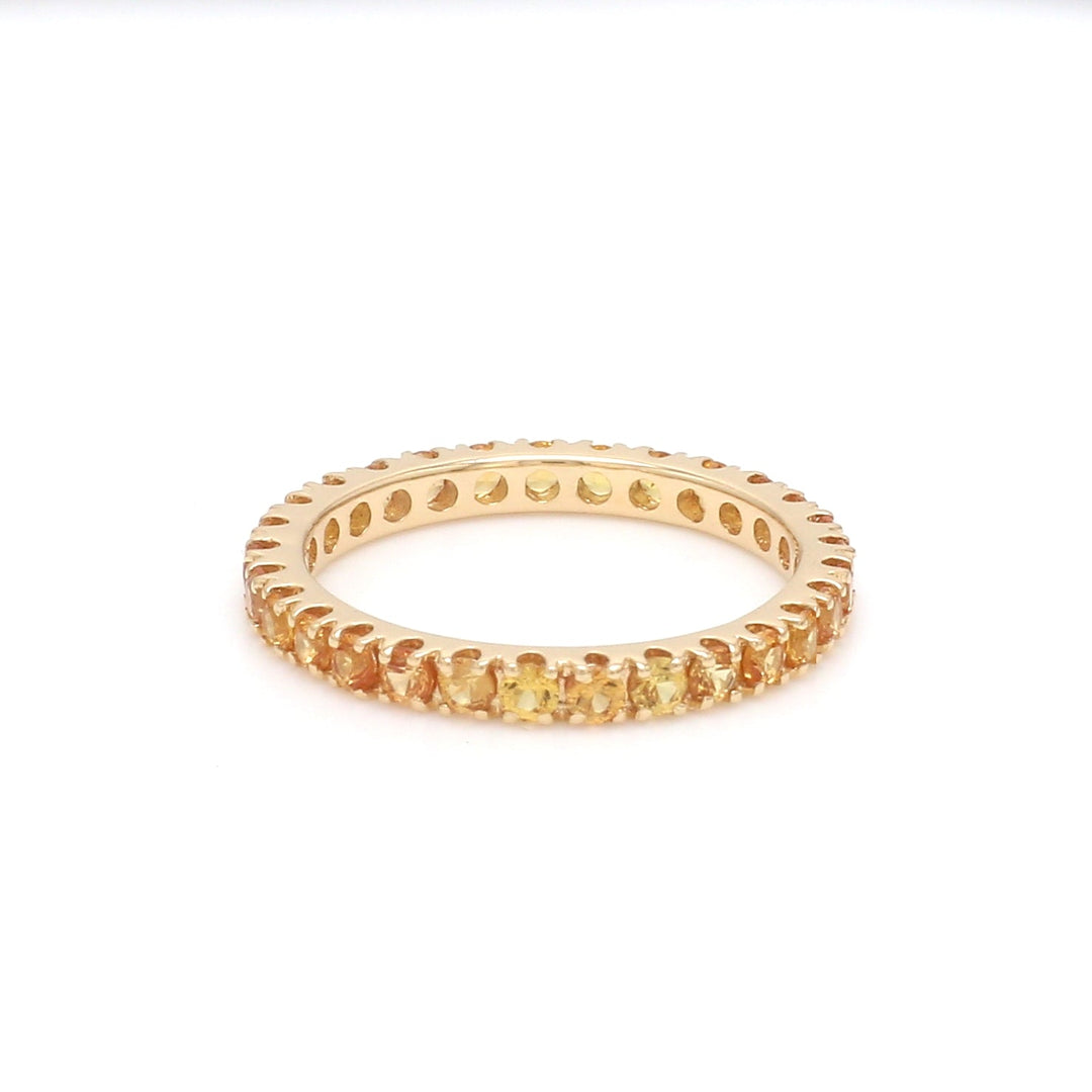 Yellow Sapphire Round Thin Band Ring - qivii