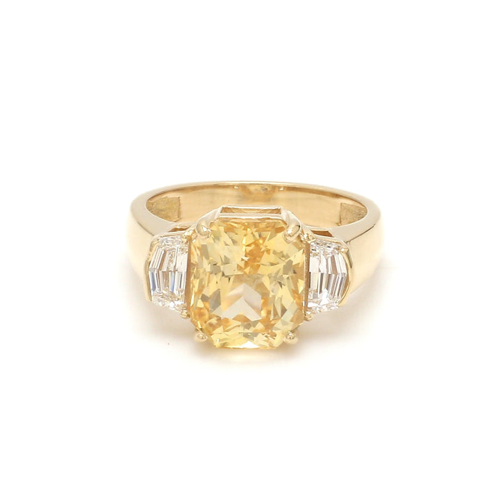 Yellow Sapphire Three Stone Ring - qivii