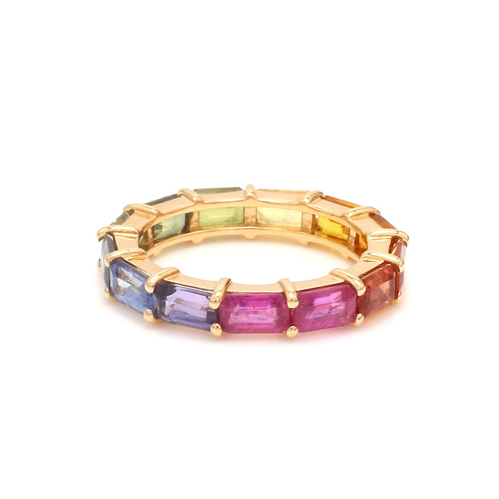 Rainbow Sapphire East West Thin Ring - qivii
