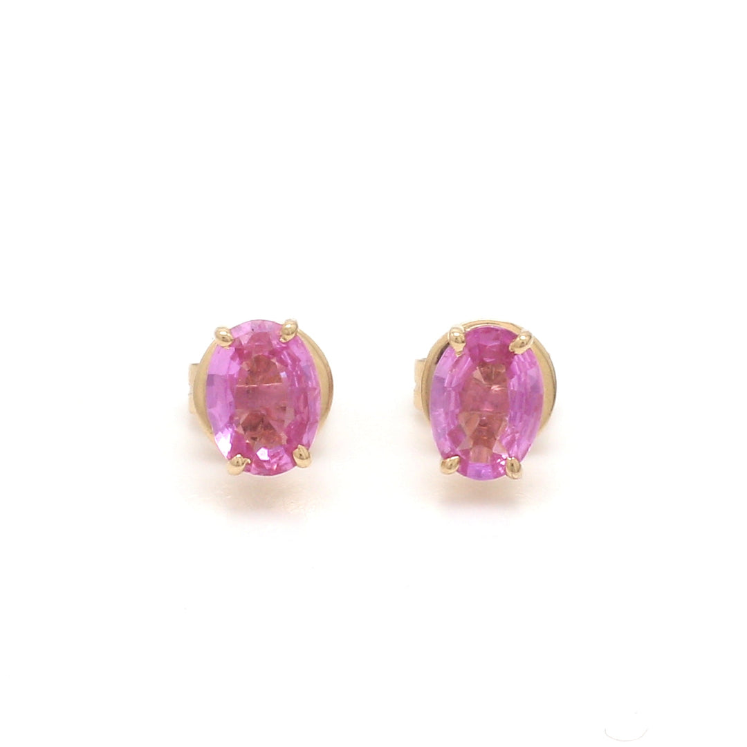 Pink Sapphire Oval Prong Set Studs - qivii