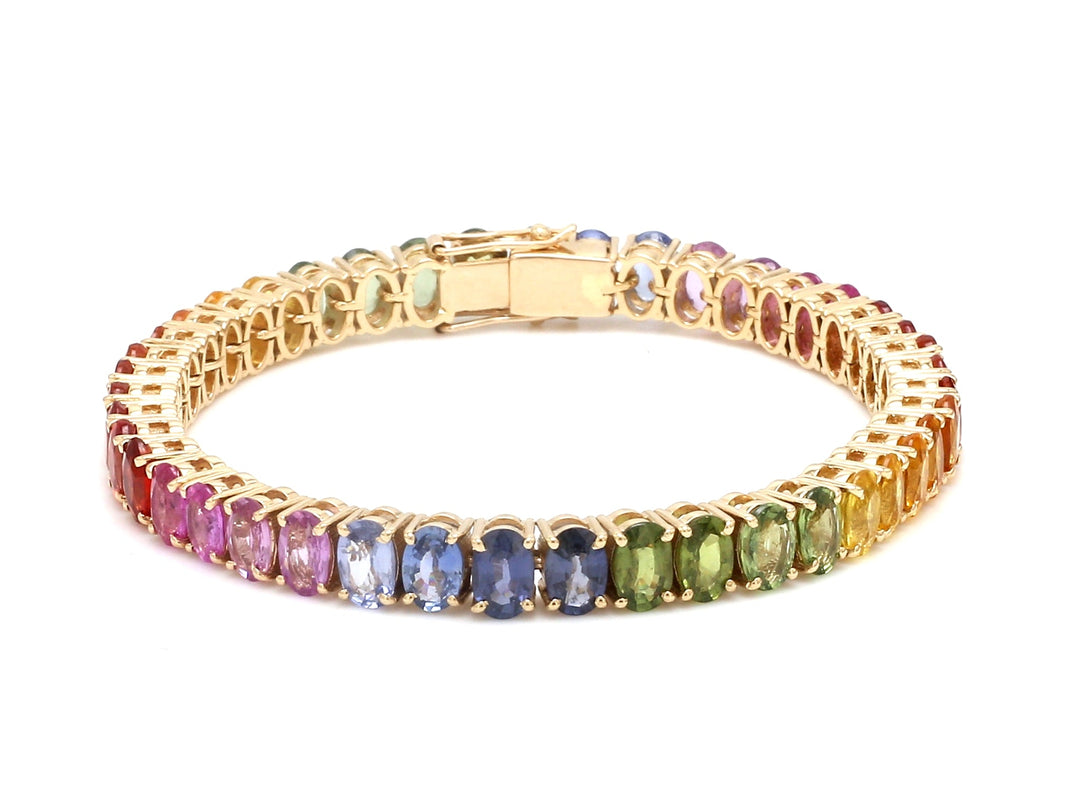 Rainbow Sapphire 6x4MM Oval Bracelet - qivii
