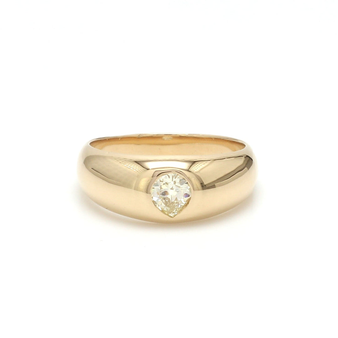 Diamond Old Mine Cut Pear Gypsy Ring - qivii