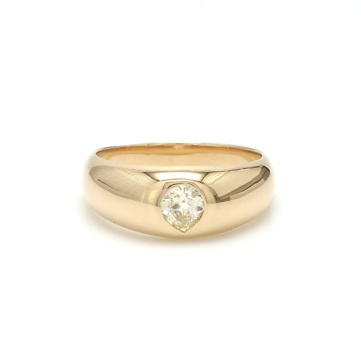 Diamond Old Mine Cut Pear Gypsy Ring - qivii