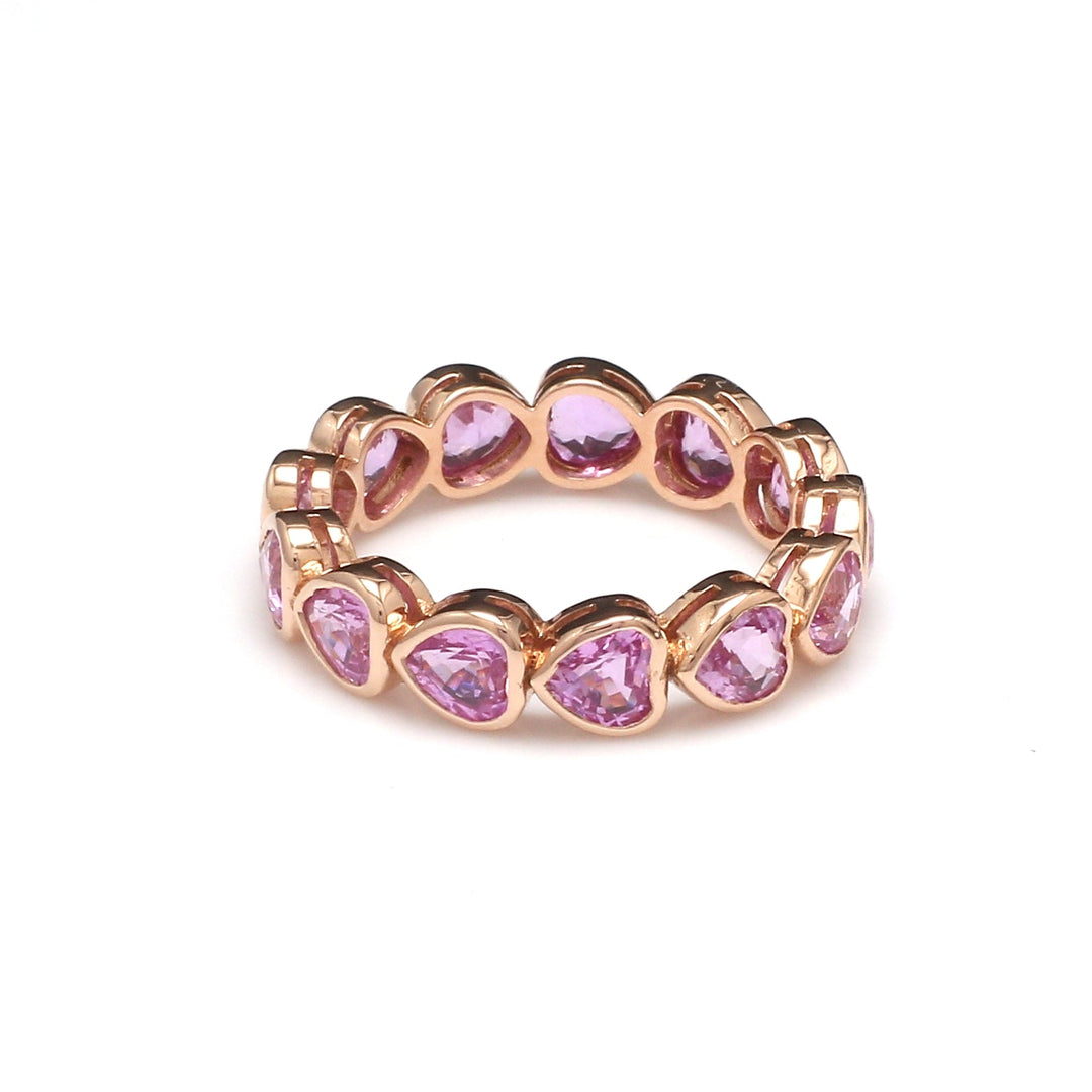 Pink Sapphire Heart Bezel Set East West Ring - qivii