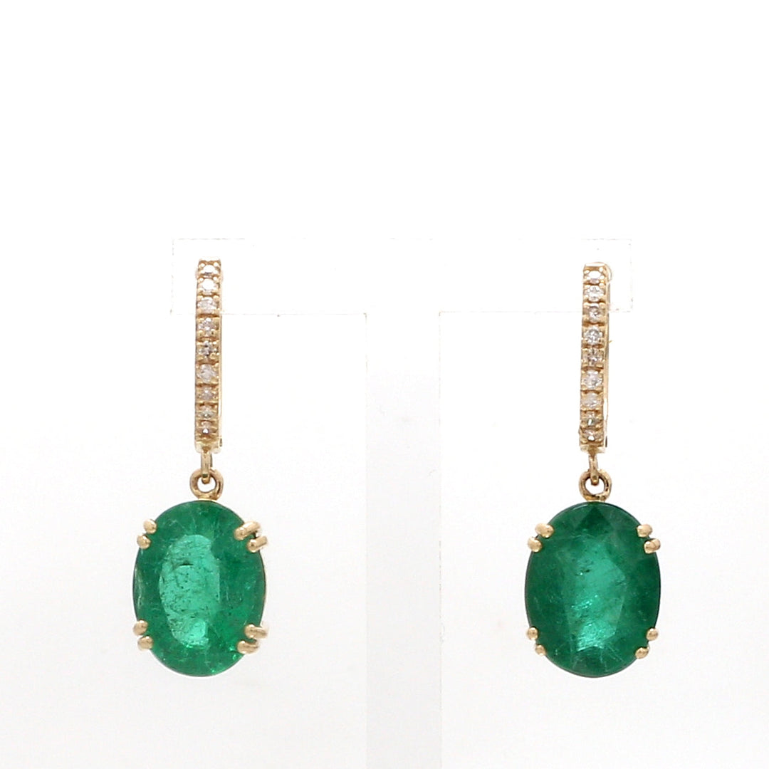Emerald Oval Diamond Earrings - qivii
