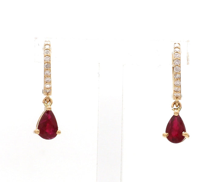 Ruby Pear Diamond Mini Huggies Earrings - qivii