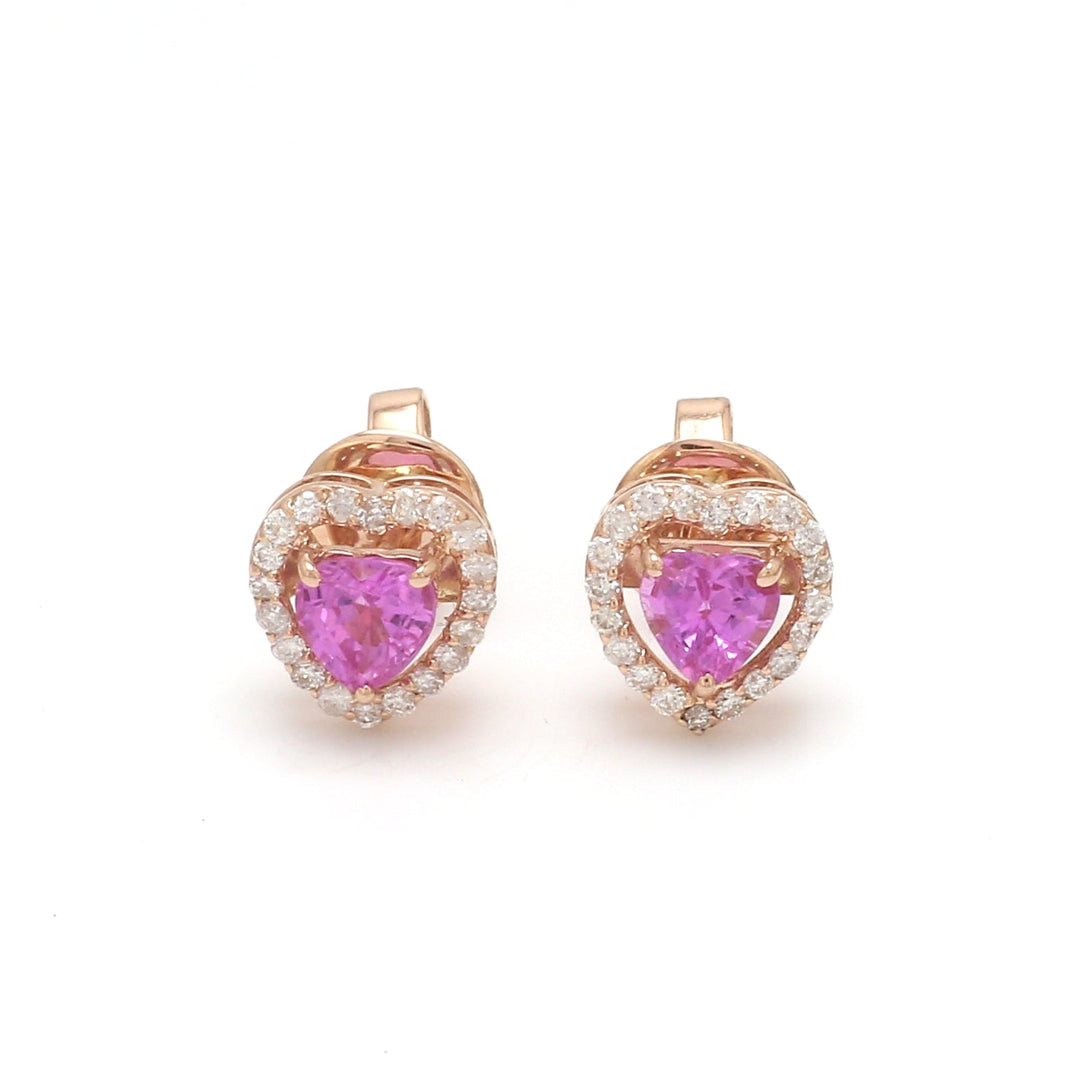 Pink Sapphire Heart Studs - qivii