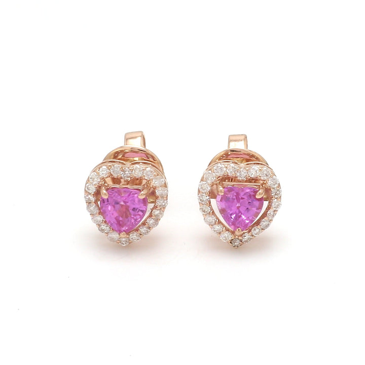 Pink Sapphire Heart Studs - qivii