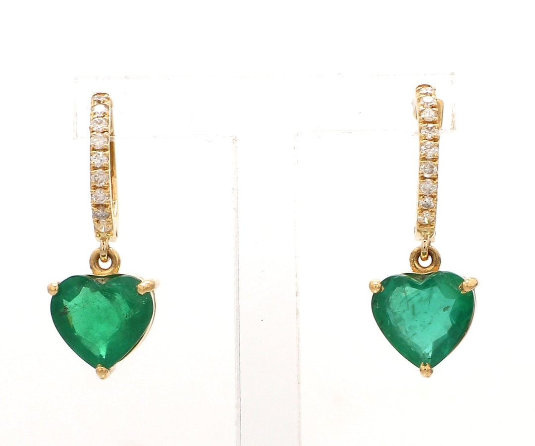Emerald Heart Dangle Earrings - qivii