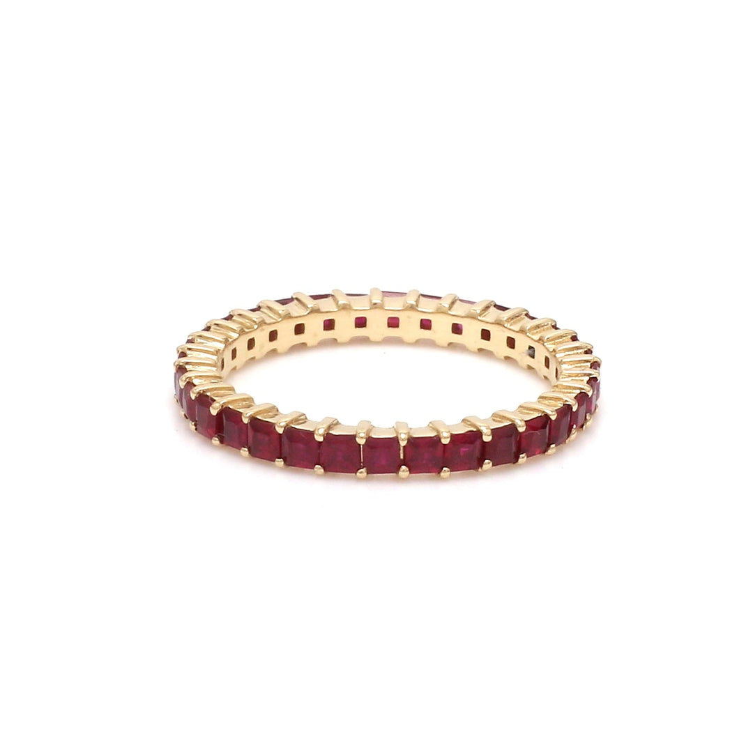 Ruby Princess Cut Eternity Thin Band Ring - qivii