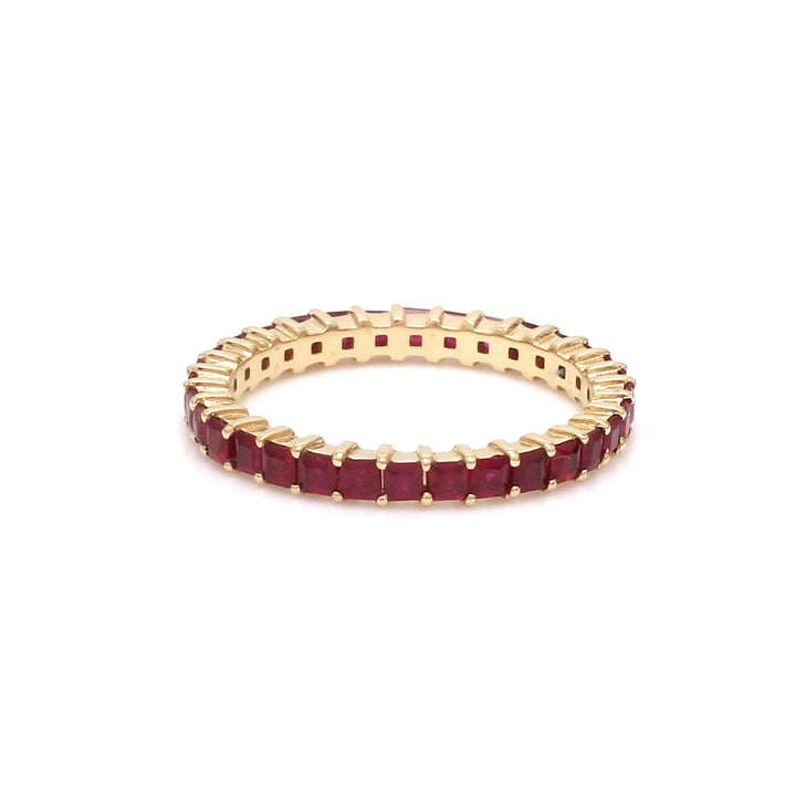Ruby Princess Cut Eternity Thin Band Ring - qivii