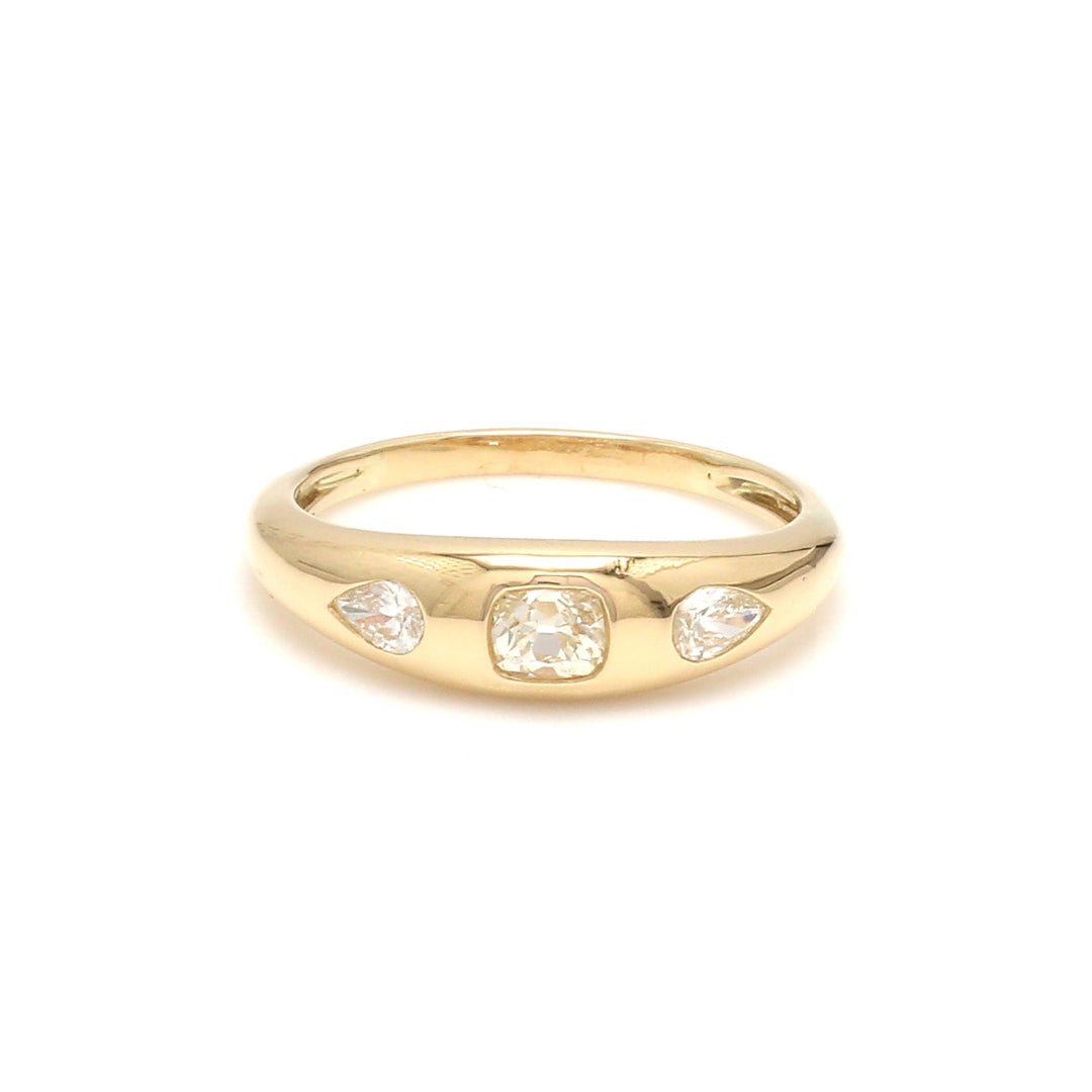 Diamond Cushion and Pear Chunky Ring - qivii