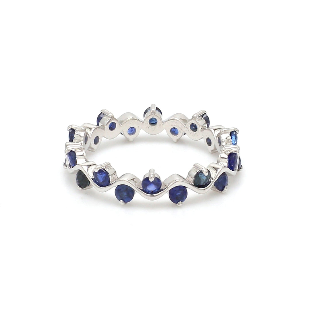 Blue Sapphire Round Upside Down Ring - qivii