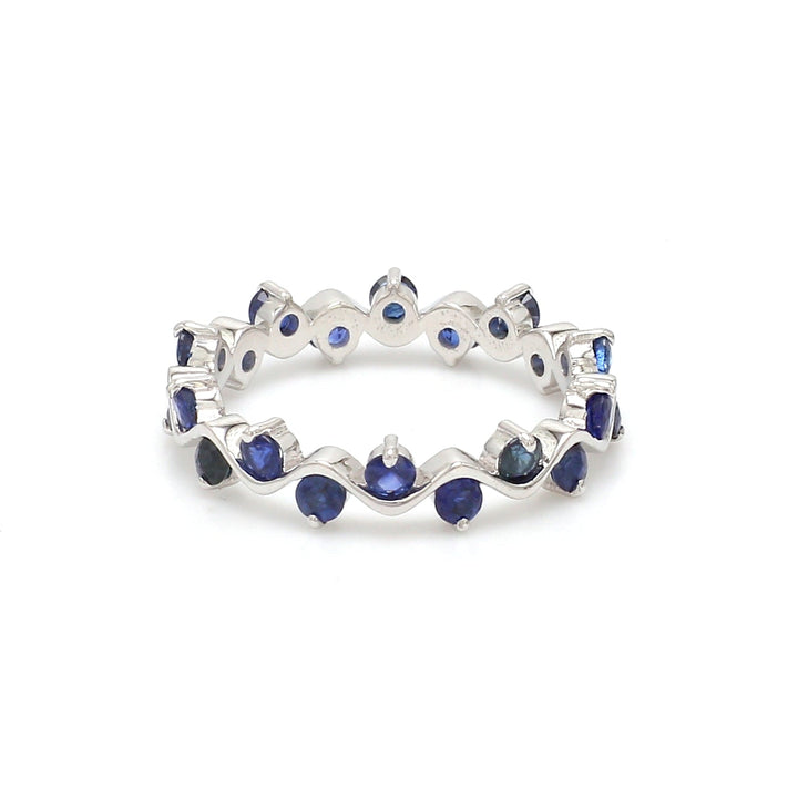 Blue Sapphire Round Upside Down Ring - qivii