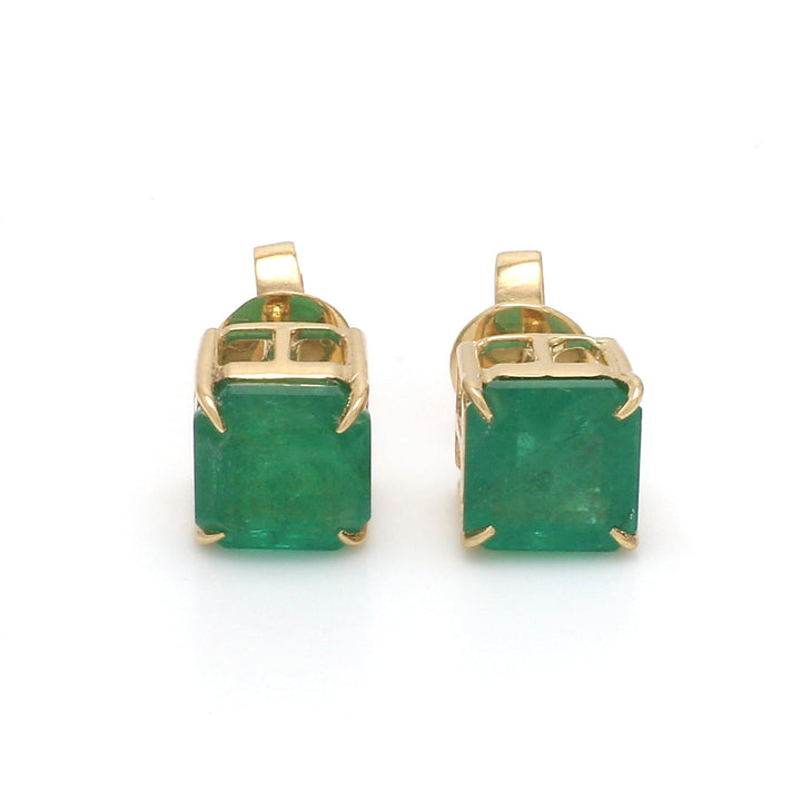 Emerald Asscher Cut Prong Set Studs - qivii