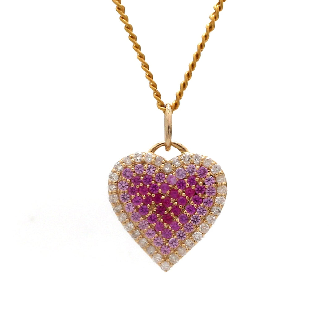 Pink Sapphire With Diamond Heart Pendant - qivii