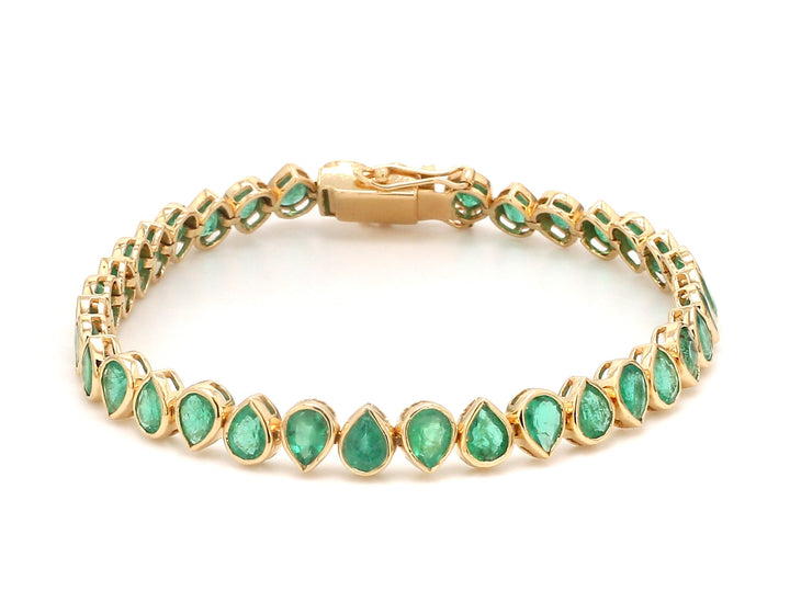 Emerald Pear Bezel Set Upside Down Bracelet - qivii