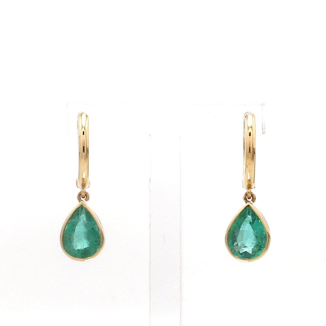Emerald Bezel Set Pear Mini Earrings - qivii