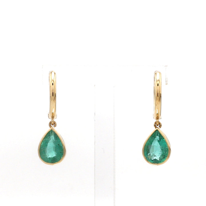 Emerald Bezel Set Pear Mini Earrings - qivii