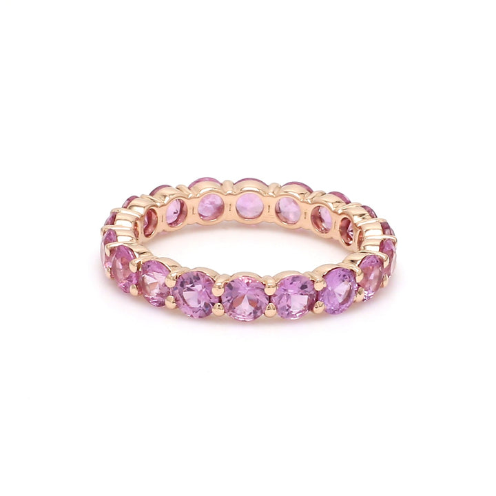 Pink Sapphire 3.50MM Round Ring - qivii