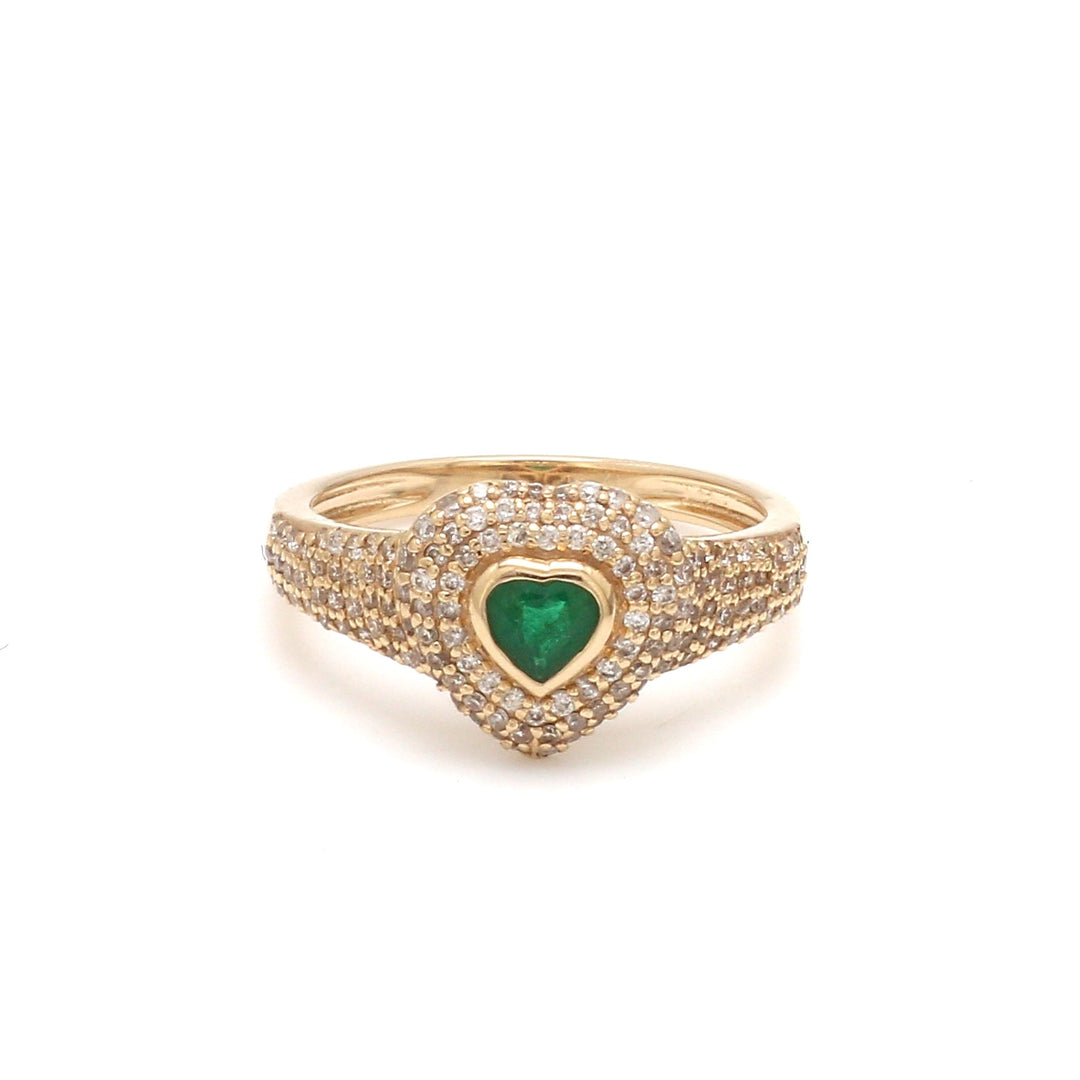 Emerald Heart Diamond Pinky Ring - qivii