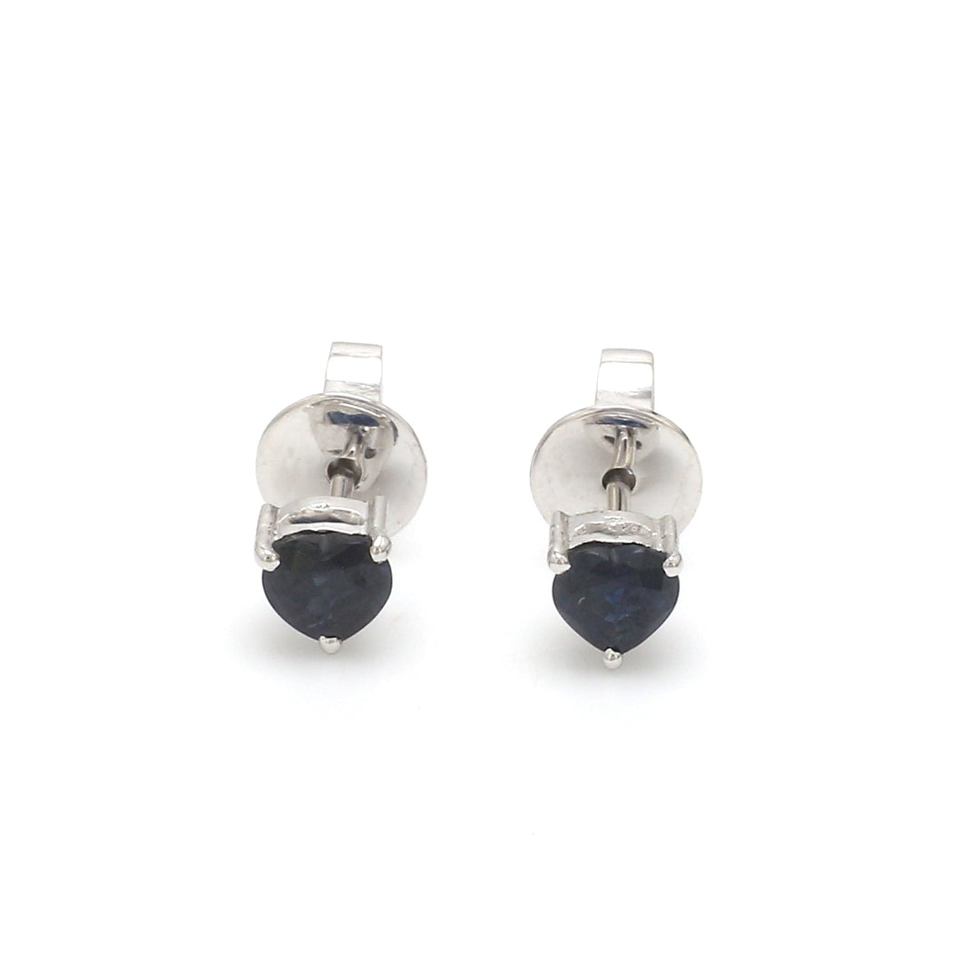 Blue Sapphire Heart Studs - qivii