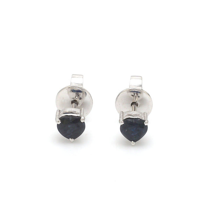 Blue Sapphire Heart Studs - qivii