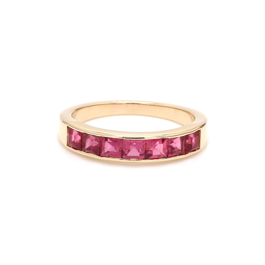 Pink Tourmaline Square Channel Set Ring - qivii