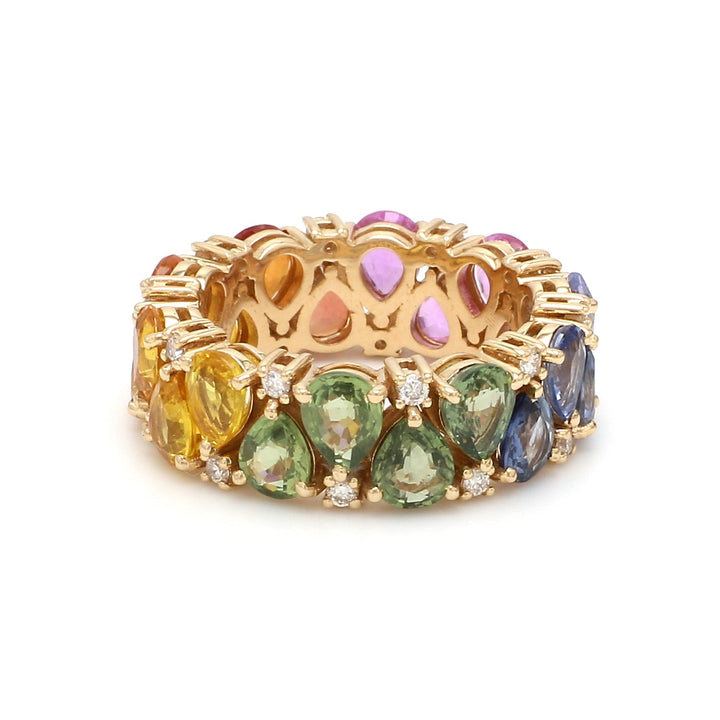 Rainbow Sapphire Pear Diamond Ring - qivii