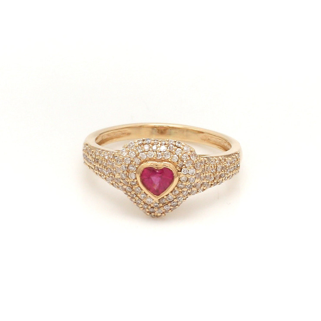 Ruby Diamond Heart Pinky Ring - qivii