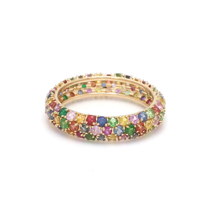 Rainbow Sapphire Random Pave Ring - qivii