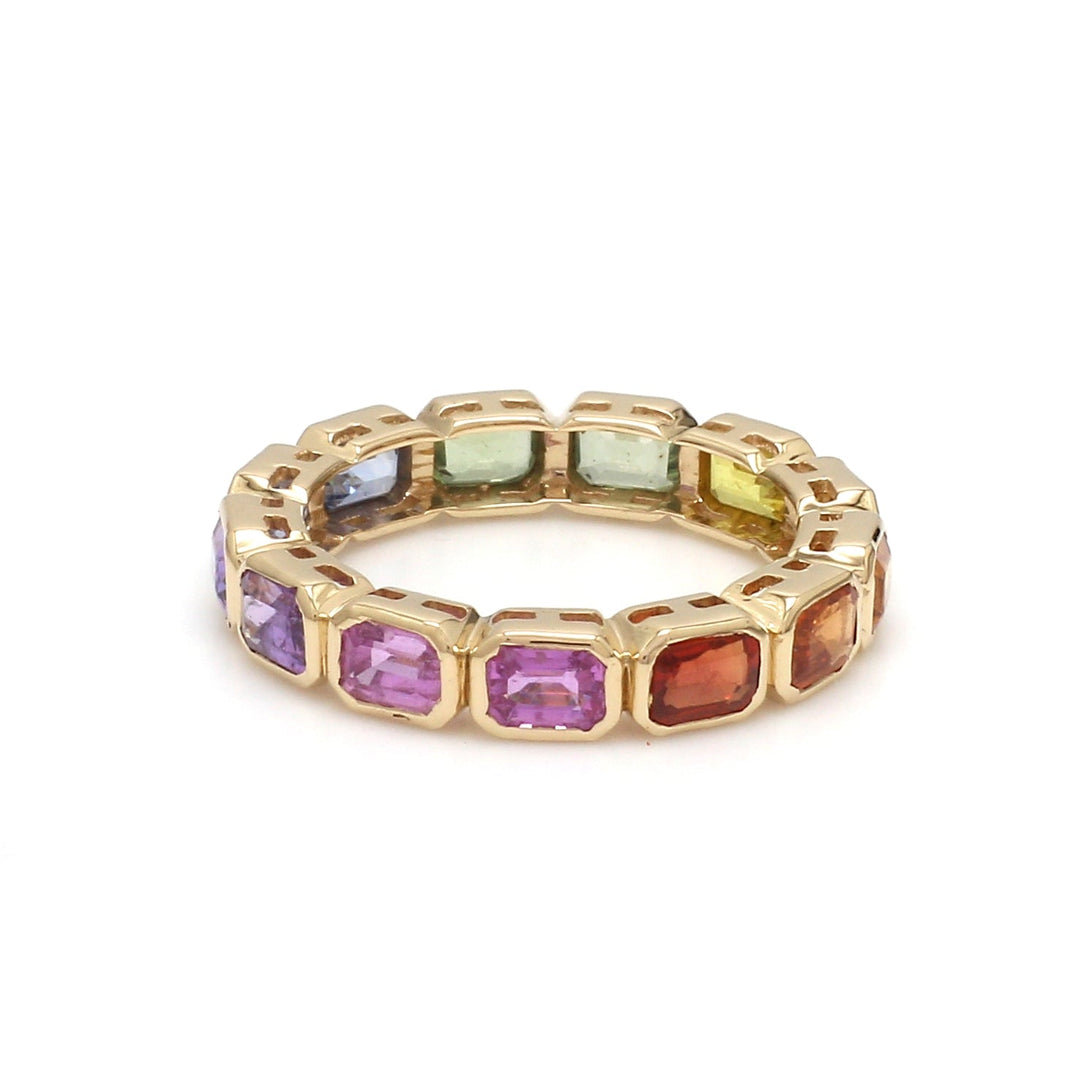 Rainbow Sapphire Octagon Bezel Ring - qivii
