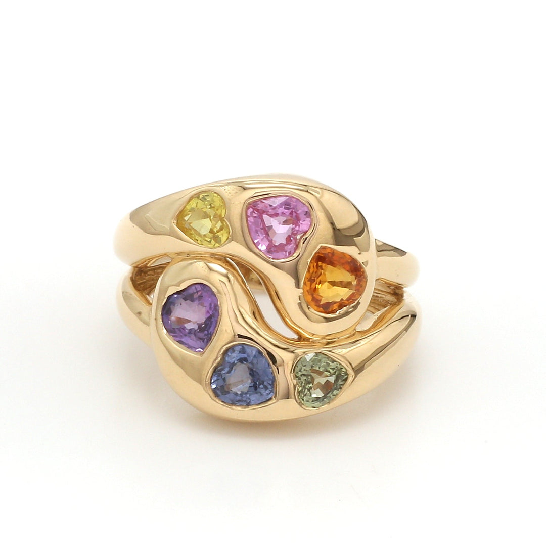 Rainbow Heart Knot Ring - qivii