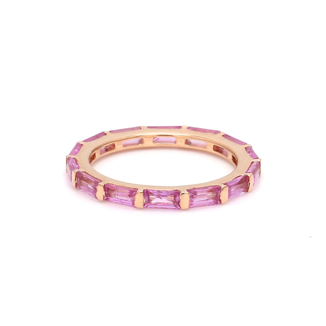 Pink Sapphire Horizontal Baguette Ring - qivii