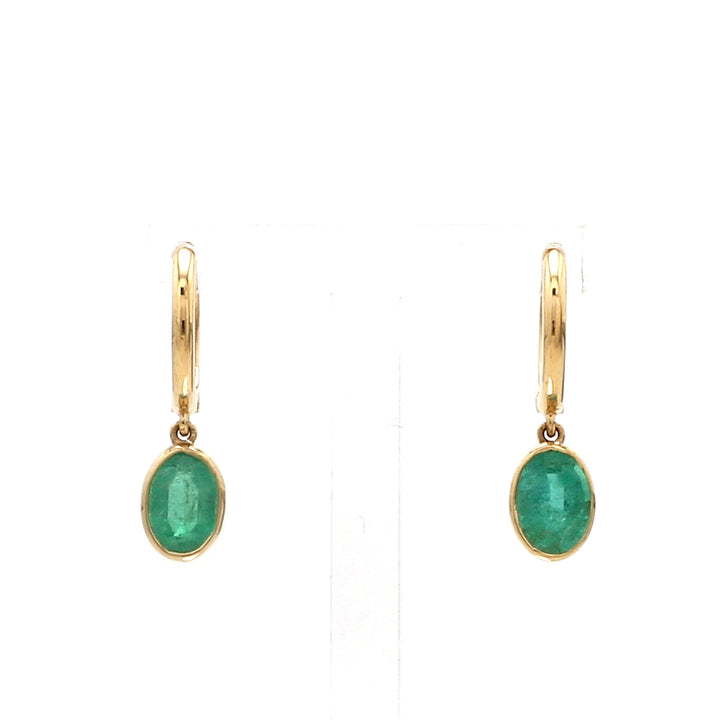 Emerald Oval Bezel Set Mini Earrings - qivii