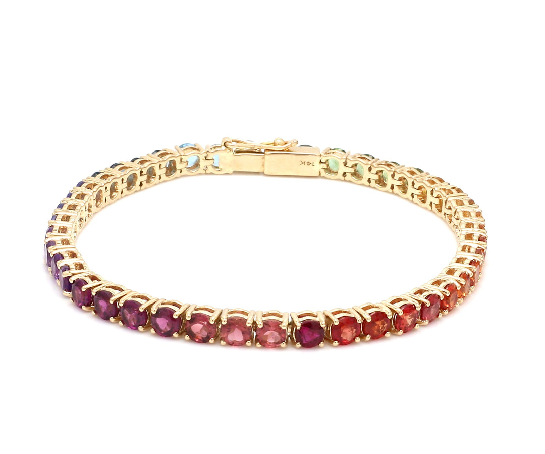 Rainbow Gemstone 4MM Round Bracelet - qivii