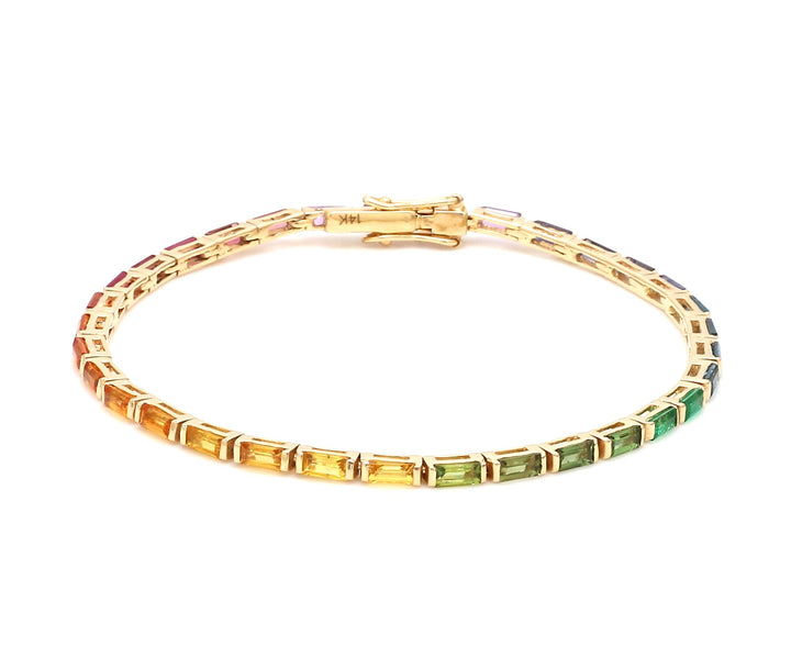 Rainbow Gemstone Baguette Bracelet - qivii