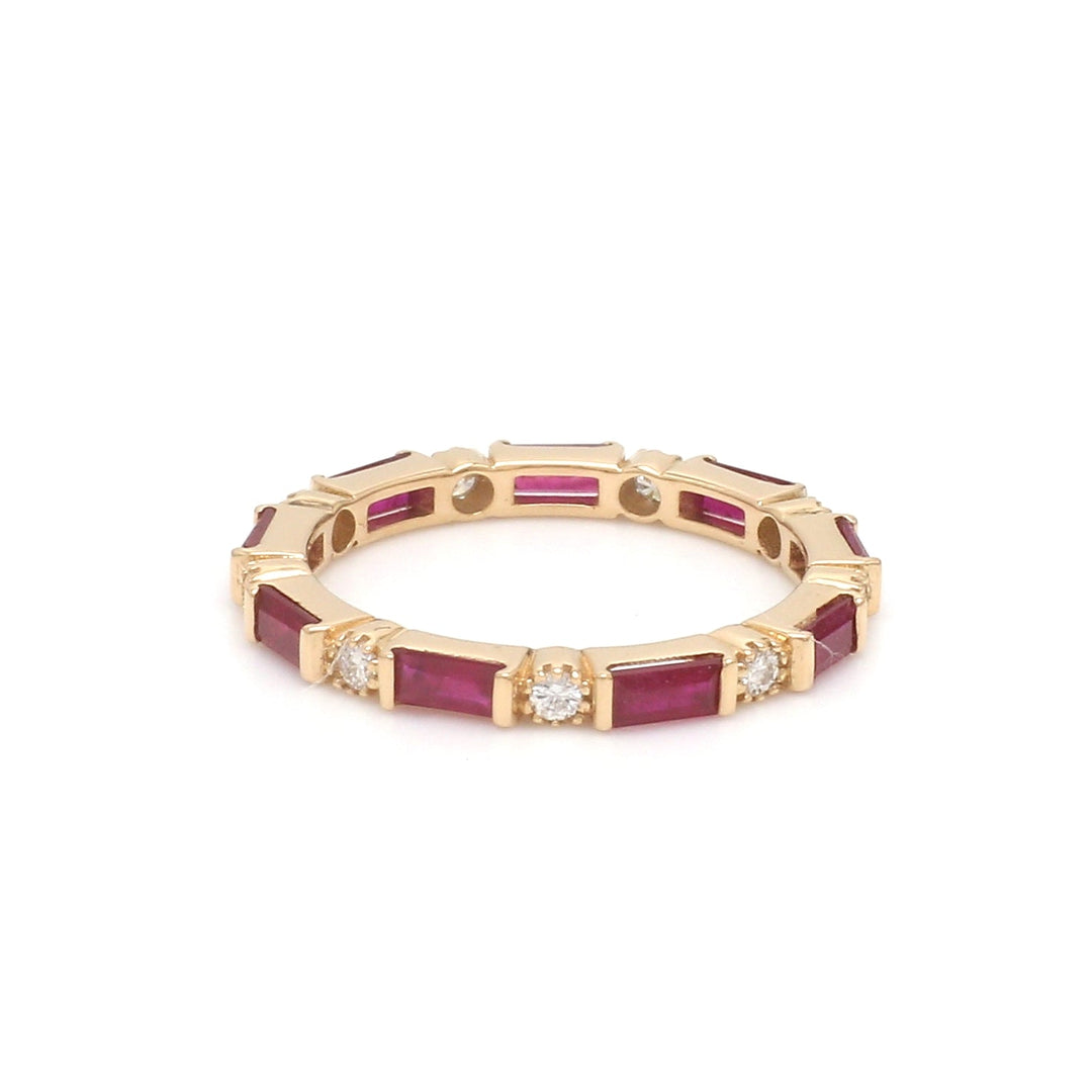 Ruby Baguettes Diamond Antique Ring - qivii